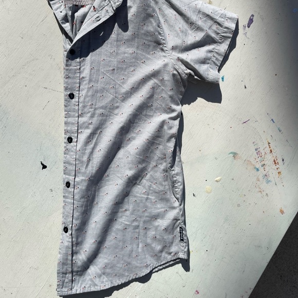 Men's PrAna Button-Down Shirt Multicolor Geometric M Cotton Hippy BOHO City Sun - Picture 11 of 12